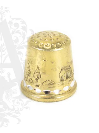 Наперсток серебряный «Мельница» с позолотой