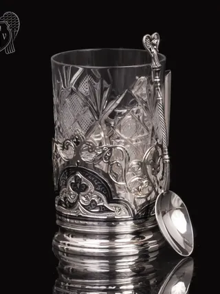 Подстаканник из серебра  «Гармония» с ложкой