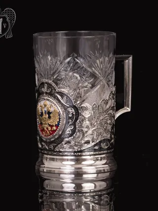 Подстаканник с гербом из серебра  «Двуглавый орел»