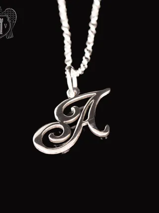 Подвеска с цепью  из серебра «Буква А»
