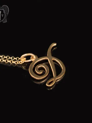 Подвеска с цепью  из серебра «Буква Д» с золочением