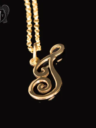 Подвеска с цепью  из серебра «Буква Г» с золочением