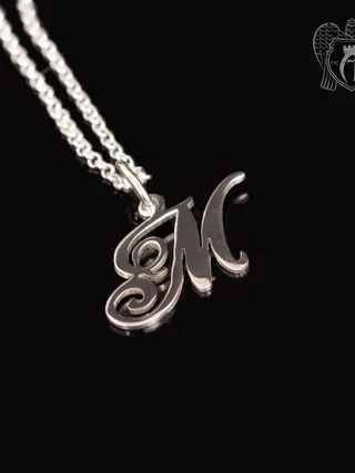 Подвеска с цепью  из серебра «Буква М»