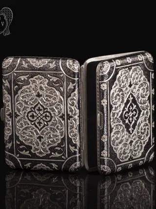 Портсигар из серебра «Канцлер» двусторонний