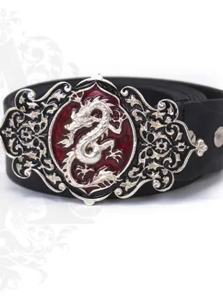 Ремень с серебряной пряжкой «Дракон»