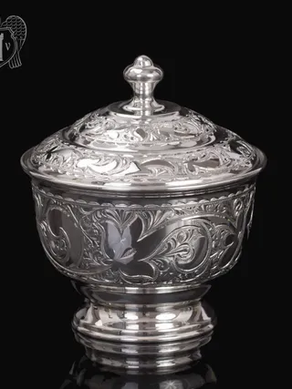 Сахарница  «Розалия» из чистого серебра 999 пробы