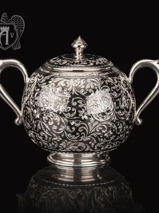 Сахарница серебряная с ручками  «Флоранж»