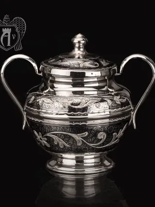 Сахарница серебряная с ручками  «Сильвия»