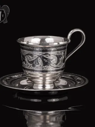 Серебряная чайная пара «Лоза»