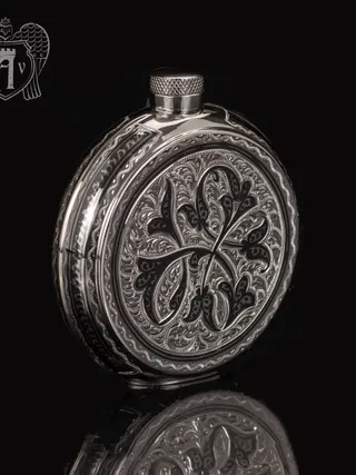 Серебряная фляжка круглая  «Норд»
