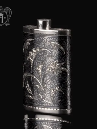 Серебряная фляжка маленькая «Ворон»