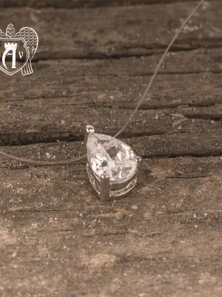 Серебряное колье невидимка «Капля» на леске
