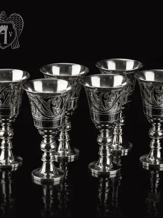 Серебряные бокалы «Александрия»  набор 6 шт