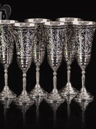 Серебряные бокалы «Гротеск»  набор 6 шт