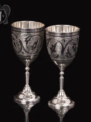 Серебряные бокалы на серебряную свадьбу «Юбилейные» 2 шт