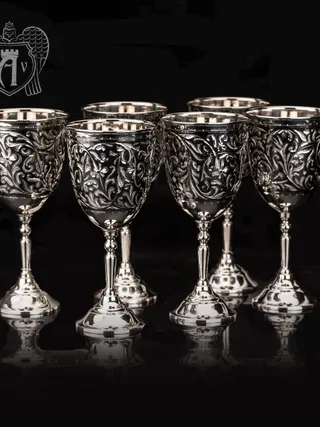 Серебряные бокалы «Жасмин» набор 6 шт