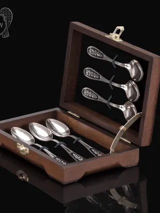 Серебряные чайные ложки  «Цветок» комплект 6 шт