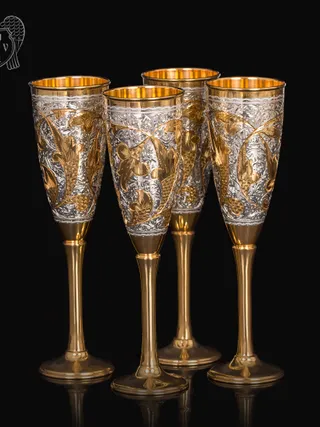 Серебряные фужеры «Баккара» 4 шт