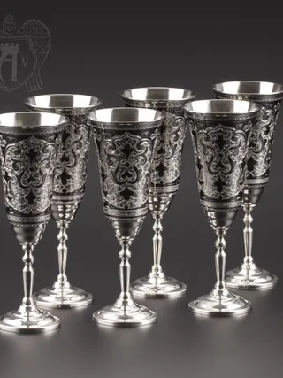 Серебряные фужеры «Мадлен» набор 6 шт