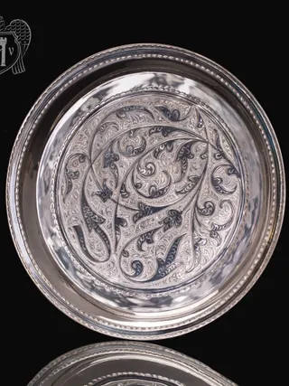 Серебряный круглый поднос «Луна»