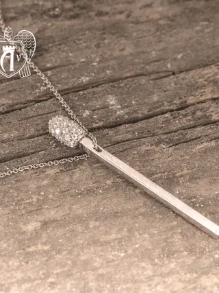 Серебряный кулон«Спичка» с цепью