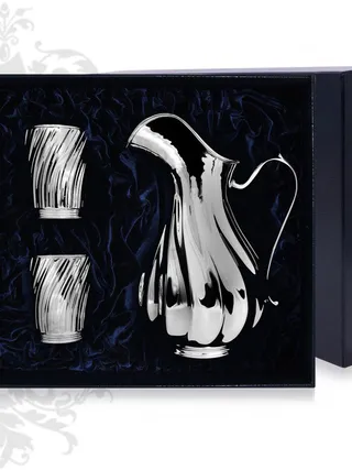 Серебряный кувшин «Торче» без крышки и 2 бокала 1000 мл