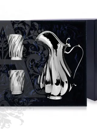 Серебряный кувшин «Торче» с крышкой и 2 серебряных бокала 1000 мл