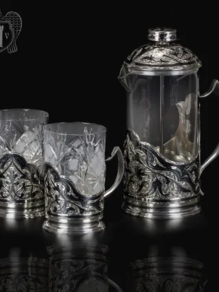 Серебряный набор для чая и кофе «Столичный»