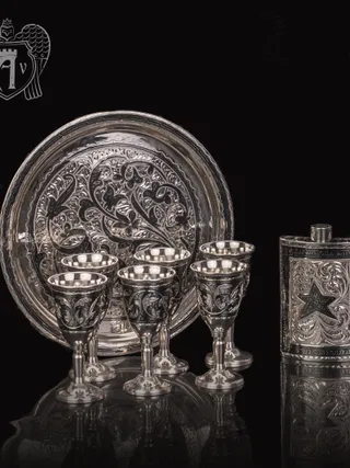 Серебряный  набор для водки и коньяка « Отчизна»