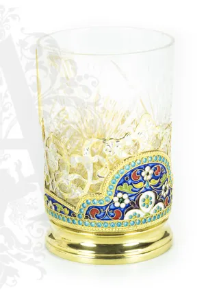 Серебряный подстаканник «Элегант» 200  мл с позолотой