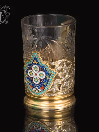 Серебряный подстаканник «Отечество» с позолотой