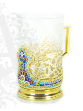 Серебряный подстаканник «Сеньор» 200  мл с позолотой
