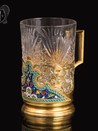 Серебряный подстаканник «Жар-Птица» с позолотой