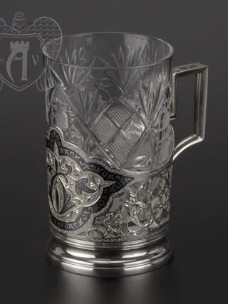 Серебряный подстаканник «Жасмин» 200  мл