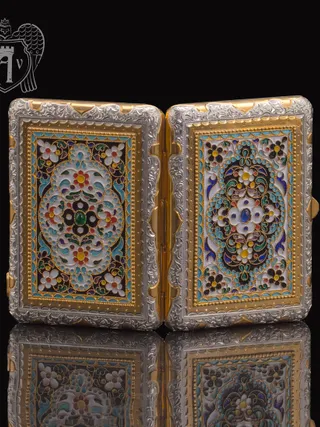 Серебряный портсигар с эмалью «Барон»