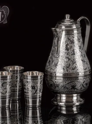 Серебряный сервиз для воды и сока «Мечта», кувшин и три стакана