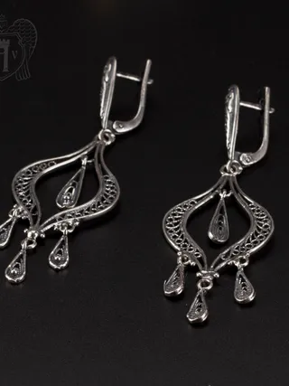 Серьги кубачинские с чернью «Ассоль»