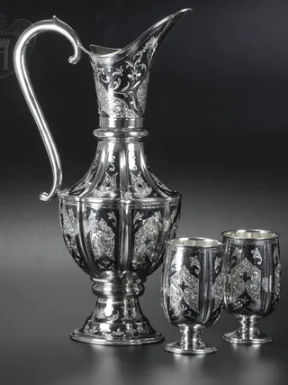 Сервиз серебряный «Южная ночь» 19016 с узорами звездного неба