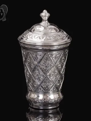 Стакан из чистого серебра»Источник жизни» 999 пробы с крышкой