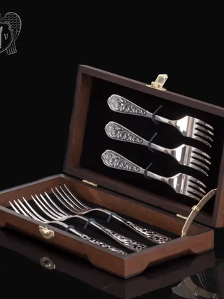 Столовые вилки из серебра 925 пробы «Виноградная лоза» 6 шт