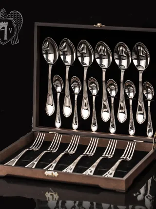 Столовый набор из серебра на 6 персон «Элегант» 18 предметов