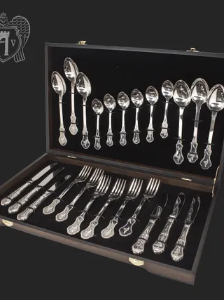 Столовый набор из серебра на 6 персон «Кубачи» 24 предмета