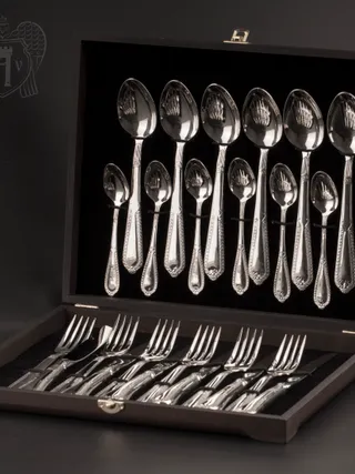 Столовый набор из серебра на 6 персон «Снежная королева» 24 предмета