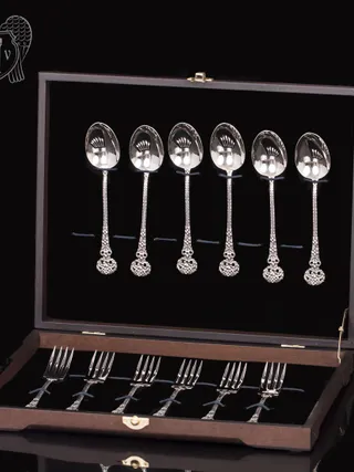 Столовый набор из серебра на 6 персон «Винтаж» 12 предметов