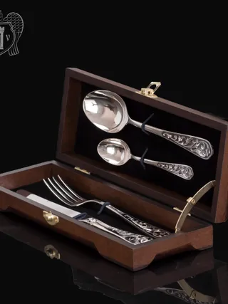 Столовый набор из серебра «Виноградная лоза» 4 предмета