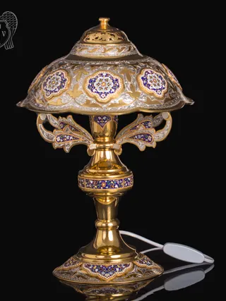Светильник настольный «Империал» из серебра с позолотой и эмалью