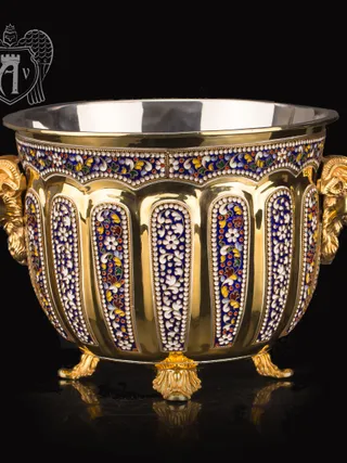 Ведро для шампанского из серебра с золочением и горячей эмалью