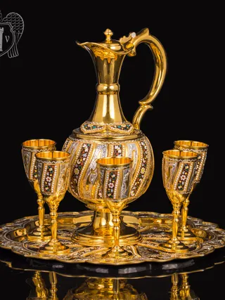 Винный сервиз из серебра с позолотой и эмалью «Борджиа»