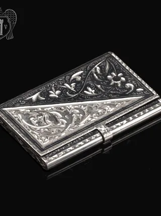 Визитница серебряная «Дипломат» ручной работы