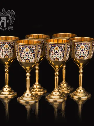 Бокалы из серебра «Легенда» с золочением